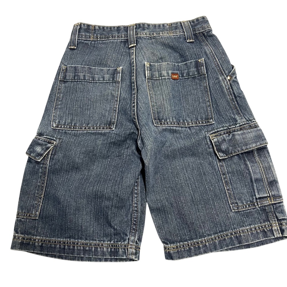 Levi Strauss Signature Cargo Shorts Blue Boys Size 10 Regular Camo Trim 0220